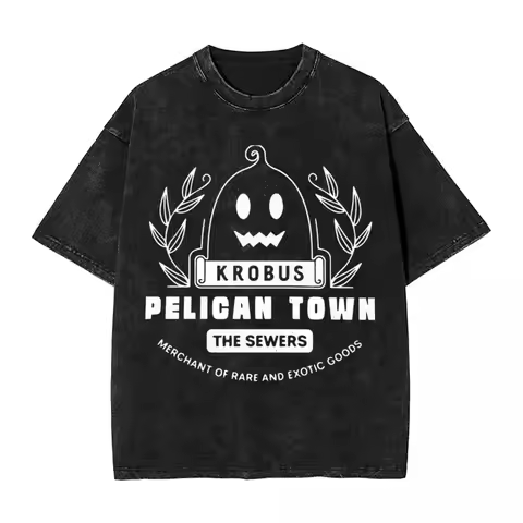 Washed T Shirt Stardew Valley Krobus Merchant Hip Hop Vintage T-Shirt Oversize Game Anime Streetwear