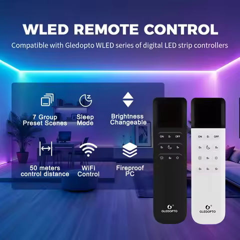 GLEDOPTO Smart WLED LED Remote Controller 2.4G WiFi Wireless 4/7 Scene Modes Sleep Mode Brightness A