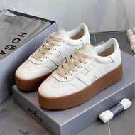 Hogan H698 Platform Shoes - White Thick Sole Casual Retro Sneakers