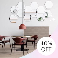 Large Hexagon Mirror Wall Stickers