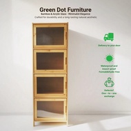 【SG】Green Dot Slim 4-Tier Bookshelf | Bamboo & Acrylic Glass Storage | Space Saving Design | 126cm