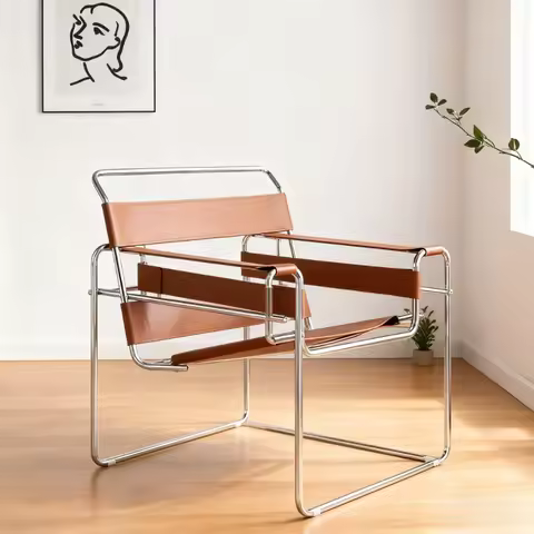 Medieval Industrial Single Chair Style Network Red Bauhaus Saddle Leather Simple Photo Furniture Nor