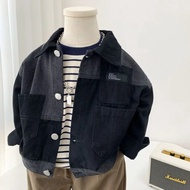 jaket jeans budak lelaki/ 2-9Y Baby Boy Korean Patchwork Denim Jacket 2024 New Toddler Handsome Casu
