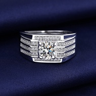 Petchara Jewelry แหวนเพชรโมอีสผู้ชาย 1 กะรัต เงินแท้ S925 น้ำ 100-98 D-VVS1 : F2018