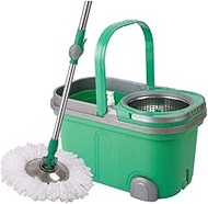 Mop - Rotary Hand-Free Wet and Dry Stainless Steel Tow Barrel Rotating Water Double Drive Mop Anniversary