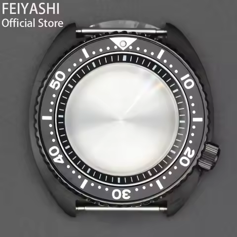 Black 45mm Diving Watch Case Sapphire Crystal Glass For Turtle Seiko NH35 NH34 NH36 NH38 Movement 28