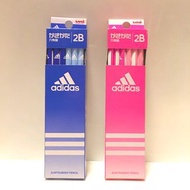 🇯🇵【 2款/ 日本三菱製 】Adidas 2B六角形筆桿鉛筆12支裝( 粉紅色筆桿/ 深藍色筆桿/ 2B Pencil/ Hexagon/ Pink/ Blue/Made in Japan )