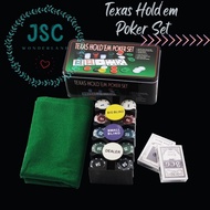Texas Holdem Casino Poker Chips Set 200 Chips with Chip Holder with Blackjack Mat and 2 Card Decks i