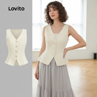 Lovito Atasan Wanita Musim Bunga Panas Bergaya Elegan dengan Tali Belakang L143ED565