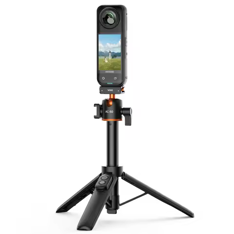 21" Mini Extension Rod with Remote Controller 360° Ball Head AC-50 Selfie Stick Tripod for Insta360 