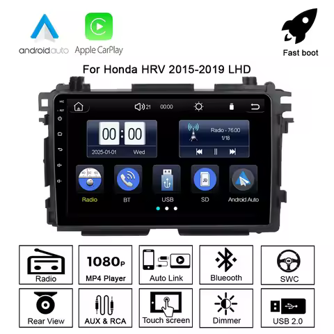 MAXCA 9 inch Honda HRV 2 din Wireless CarPlay Android auto Radio For Honda HRV Vezel Multimedia Ster