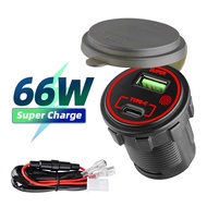 66W เครื่องชาร์จ USB Pd และ QC3.0สวิตช์สัมผัส3 Gang Rocker แผงสวิตช์การเปิด/ปิดกันน้ำได้สลับรถ12V เร