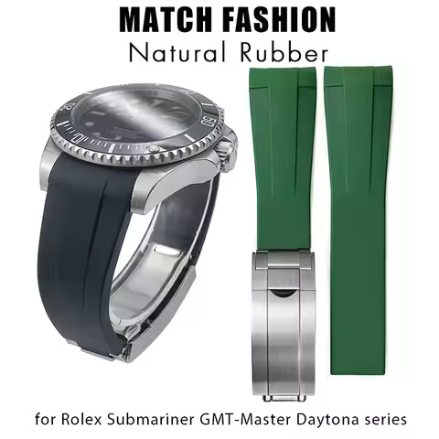 20mm 21mm 22mm Natural Rubber Watchband for Rolex Submariner Explorer Oyster MILGAUSS Airking 18mm 1