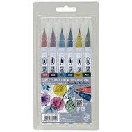 【Kuretake】 ZIG Clean Color Real Brush Pen, 6 Colors,Smoky Colors B-6000AT/6VF【Direct from Japan】