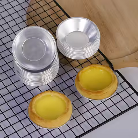 Aluminum Egg Tart Mold 10pcs Nonstick Aluminum Alloy Egg Tart Mold Reusable Baking Accessories Cooki