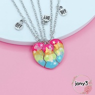 JONY 3Pcs Matching Heart Pendant Necklace, Alloy Friendship Jewelry BFF Necklaces, Cute Friendship P