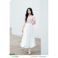 Soft and cool white flared skirt, worn for going out - going to work - walking around CLAYMORE MS CZ