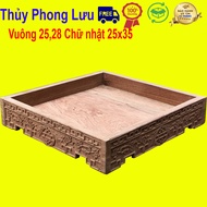 Khay trà không lối thoát gỗ hương khay trà trạm thọ 3 cỡ khay vuông 2528 và 35x25