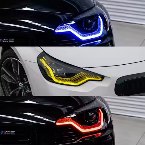 Car Headlight Refit DRL Lemon Yellow Blue For 2022 2023 BMW 2 series M2 LCI G42 G87 M240i CSL LED Re