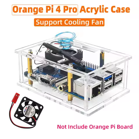 Acrylic Case for Orange Pi 4 Pro Demo Board Transparent Shell with CPU Cooling Fan Optional Aluminum