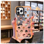 Soft Transparent Phone Case Compatible With iPhone 14 Pro 13 12 11Pro Max XR X XS 7 Plus 8 Funny Bts Print Candy Color Frame Shockproof Silicone Cover