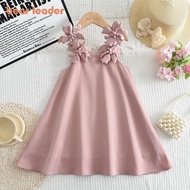 Bear Leader Baby Girls Princess Dress Summer New 3D Flower Strpes Pink Birthday Party Dresses 2 to 7