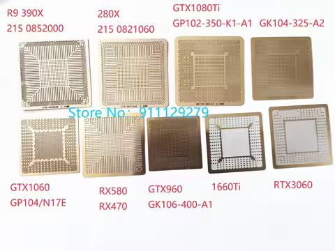 9pcs Direct Heat Stencils For RTX3060 1660Ti N19E RX470 GTX1060 GTX960 GTX1080TI 215082060 BGA Graph