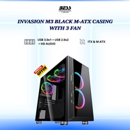 INVASION  M3 WITH 3 FAN M-ATX CASE BLACK