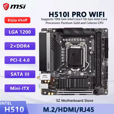 MSI H510I PRO WIFI H510 LGA 1200 Mini-ITX Motherboard Support I5-10400 I3-10100 I7-10700 CPU DDR4 M.
