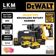 DEWALT DCH273P2 BRUSHLESS ROTARY HAMMER 3 MODE 20V 5.0AH 24MM 2.4J 1100RPM COME WITH 2 BATTERY 1 CHA