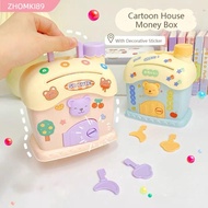 ZHOMKI89 Cash Box, Plastic Key Lock Money Box, Creative Portable Security Mushroom House Coin Bank S