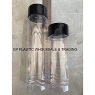 100pcs juice bottle plastic 300ml/400ml vitamilk jus juice milk tea black hitam tutup/cap water pet botol