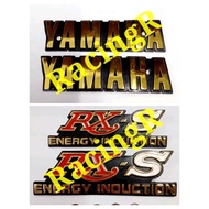 YAMAHA RXS115 BATTERY SIDE COVER + FUEL TANK EMBLEM LOGO SET GOLD RXS 115