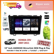 Honda CRV 07-11 10 inch android mirrorlink double din casing socket media player Azur Ice 4 Core 1G 