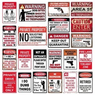 Warning Metal Sign Vintage Plaque Metal Caution Area 51 No Trespassing Retro Garden and Yard Caution