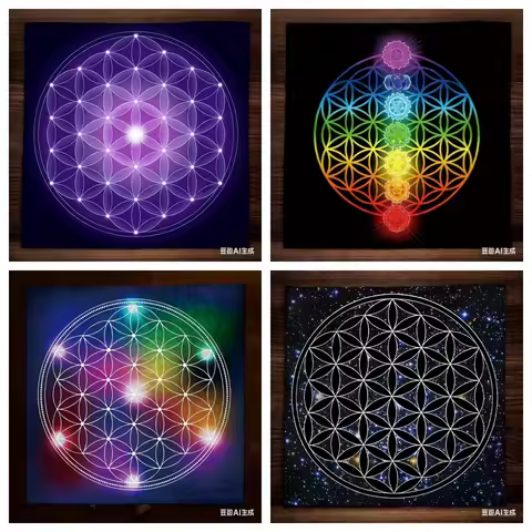 Flower of Life Tarot Tablecloth Chakra Rainbow Print Witchcraft Astrology Divination Altar Cloth Spi