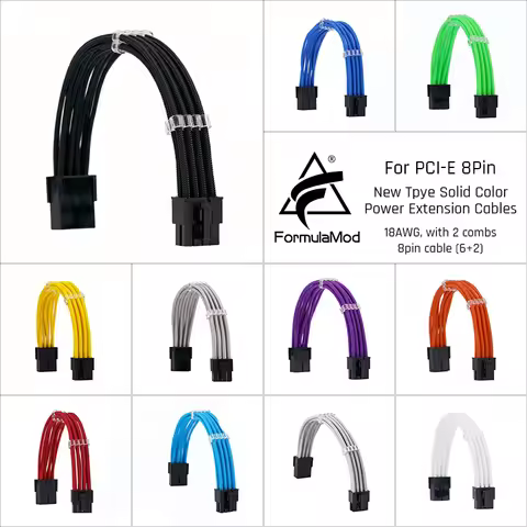 FormulaMod Fm-NP8P PCI-E 8Pin(6+2) Power Extension Cable For Motherboard/GPU 8 Pin 18AWG Solid Color