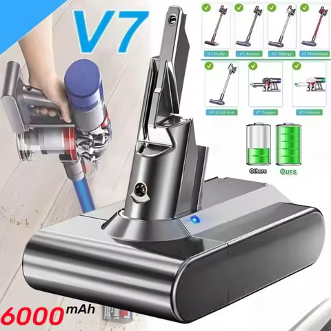 6000mAh Battery Pack for Dyson V7 SV11 V7 Fluffy V7 Animal Handheld Cordless Vacuum Cleaner Recharge