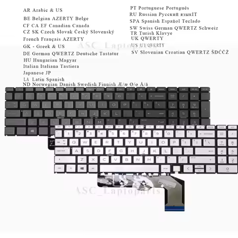 Arabic Belgian CF Czech French GK GR Hungarian IT JP LA Nordic Keyboard for HP ENVY X360 15-ED 15-AG