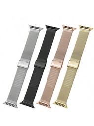 1入組米蘭磨砂不鏽鋼網帶與鍊扣，38404142444549mm通用，適用於Apple Watch UltraSE87654321系列，小米和華為智能手錶，男女皆宜