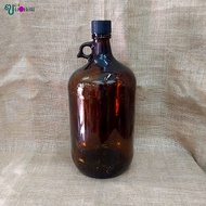 Bottle 4000 Ml.(1 Piece) Tea-Colored Round Glass + Black Plastic Lid 35