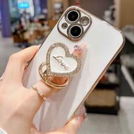 Alloy Heart Element Fashion Electroplated Metal Foldable Rotating Cubic Zirconia Heart Phone Case Co