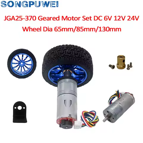 JGA25-370B DC Geared Motor with Encoder Speed Disk Smart Car Chassis Kit 6V/12V/24V Gear Motor Wheel