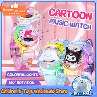 Cartoon Rotary Lighting Music Watch Net Red Watch Children Cartoon Hand toys Watch
