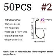 50PCS Barbless High Carbon Steel Jig Hooks Aberdeen 60° Fly Tying Hooks for Streamer Nymph Saltwater