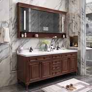 ❤Fast Delivery❤American Bathroom Cabinet Floor Oak Bathroom Cabinet Smart Mirror Cabinet Washbasin Double Basin Bathroom Wash Basin Integrated