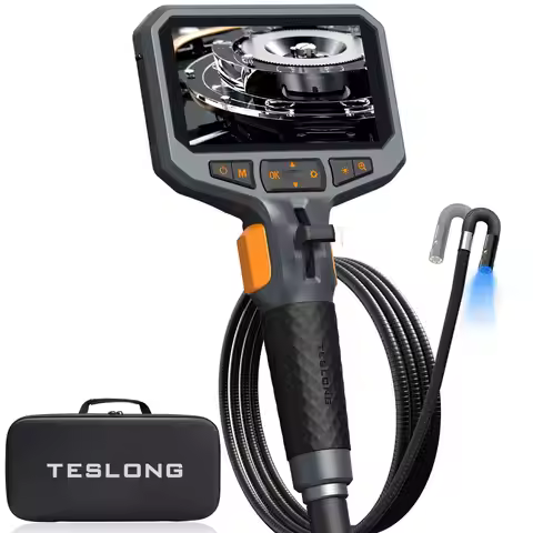 TESLONG TD450S 8.5MM Dual Lens Articulating Borescope 1080P 5 Inch IPS Two Way 360° Steering Endosco
