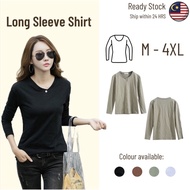 Miew Long Sleeve Shirt Women Plus Size Baju Lengan Panjang Perempuan Plus Size Baju T shirt Perempuan OOTD 長袖上衣女韩版