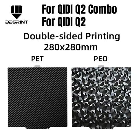 280x280mm Build Plate for QIDI Q2 Plate Smooth PEO Sheet Texture PEI PET for QIDI Q2 Combo 3D Printe