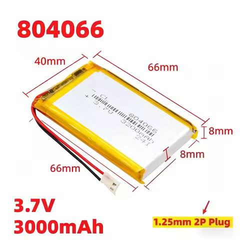 High Capacity 804066 Lithium Polymer Battery 3.7V 3000mAh 2P 1.25mm Plug Power Supply for R36S Retro